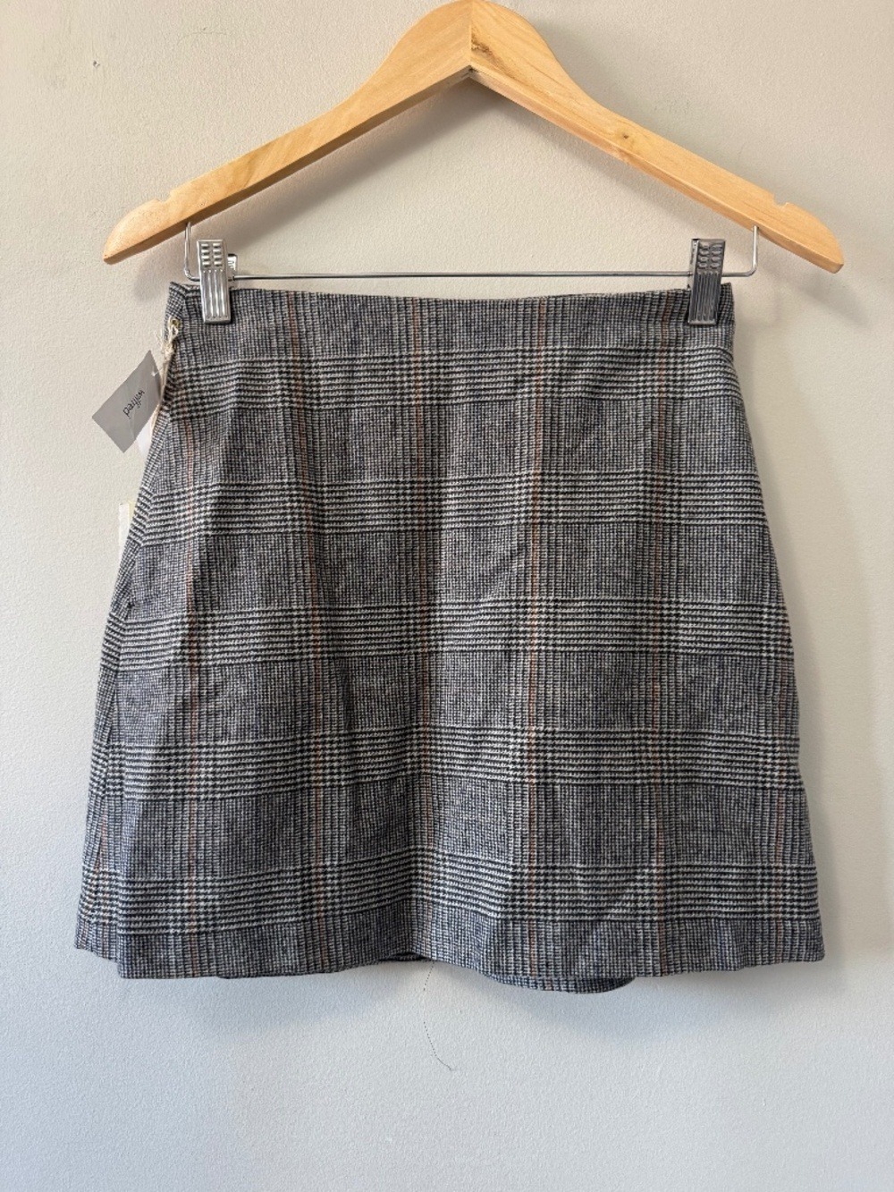 Wilfred Gray Plaid A-Line Mini Skirt Wool Cashmere Blend size 4 with pockets